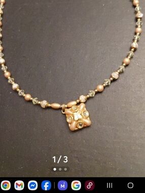 Vintage Michael Golan  Beaded Necklace with Floral Pendant